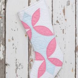 Vintage Quilt Christmas Stocking Hand-Quilted Flower Petal Design - thumbnail 4
