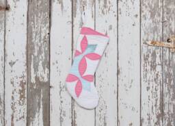 Vintage Quilt Christmas Stocking Hand-Quilted Flower Petal Design - thumbnail 1