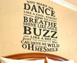 You Make Me Dance Like Fool Forget Breathe Buzz Bee Smile Uncle Kracker Song Music Love Marriage Bedroom Vinyl Decal Wall Art Q57 - thumbnail 1