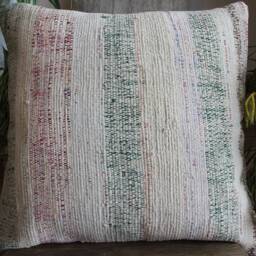 50cm - Or 20Inch Vintage Kilim Cushion Cover Handwoven - Goat Hair/Wool/Linen Green Cream Red - thumbnail 2