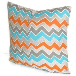 18 X Pillow Cover, Chevron, Premier Prints, Throw Pillow, Cushion Turquoise & Orange Cover - thumbnail 1