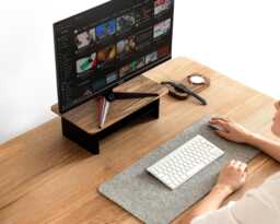 Wooden Desk Shelf Monitor Stand With Storage - Ergonomic & Stylish Organizer For Modern Workspaces