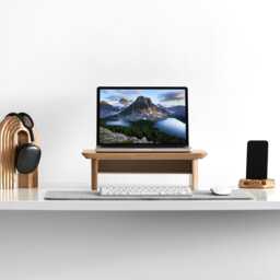 Solid Walnut Monitor Stand, Ergonomic Desk Organizer - Handcrafted Wooden Riser, Custom Width Options, Multi-Use Design - thumbnail 3