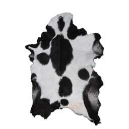 Black & White Goat Skin Rug, Natural Hair-On Hide Leather, 34x26 Inches - thumbnail 2