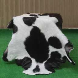 Black & White Goat Skin Rug, Natural Hair-On Hide Leather, 34x26 Inches - thumbnail 1