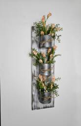 Handmade Wood Wall Planter With Artificial Floral, Farmhouse Decor - thumbnail 1