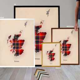 Clan Innes Red Scottish Tartan Map - Of Scotland Family Wall Decor, Ready To Hang - thumbnail 3
