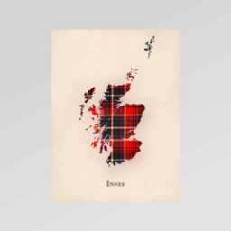 Clan Innes Red Scottish Tartan Map - Of Scotland Family Wall Decor, Ready To Hang - thumbnail 2