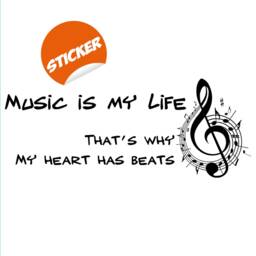 Music Is My Life Wall Sticker - Note Quote Gift Decor Art Vinyl Decal Dj Room Festival Love Event Earphone Saying Sign Stick Mural - thumbnail 2