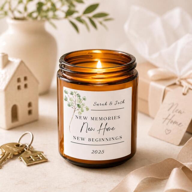 Personalised New Home Candle Gift Set, Housewarming For Couple, Moving in Present, Custom Name Candle, Realtor Closing - image 1