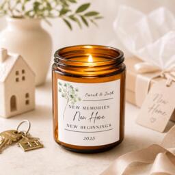 Personalised New Home Candle Gift Set, Housewarming For Couple, Moving in Present, Custom Name Candle, Realtor Closing - thumbnail 1