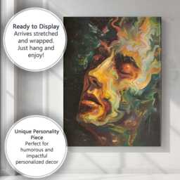 Vibrant Abstract Human Face Fluid Paint Swirl Expressionist Canvas Wall Art Print Decor Picture Ready To Hang - thumbnail 3