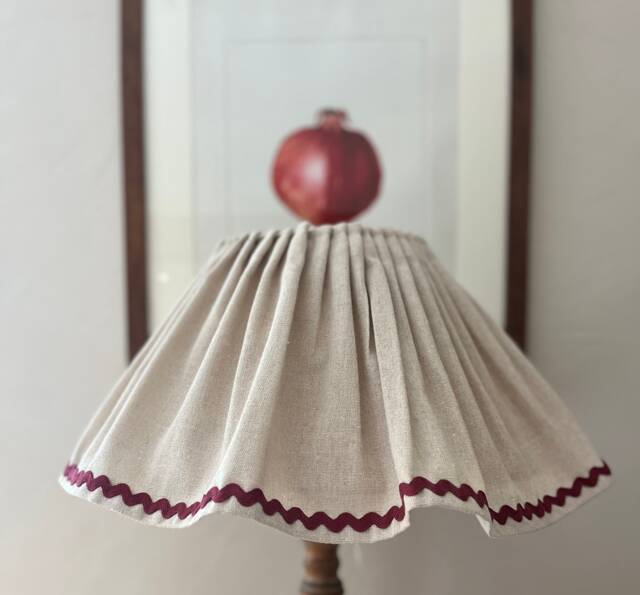 Linen & Cotton Loose Ruffle Lampshade With Scallop Trim - image 1