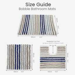 Navy Blue Bobble Bathroom Mats - Bath Mats, Toilet Pedestal Mat, & Square Bathmats Striped Hand Woven Rugs in Chunky Loop - thumbnail 3