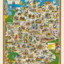 Old Germany Fairytales Map - With The German Federal Railroad Through Land Of Vintage Illustration - thumbnail 2