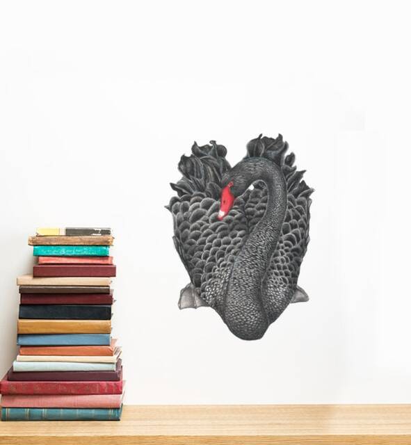 Black Swan Wall Sticker Decal - Kids Stickers, Animals Childrens Decals, Art, Room, Girl, Boy