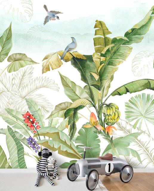 3D Banana Leaf Wallpaper Mural, Tropical Green Wall Decor, Peel & Stick - image 1
