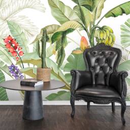 3D Banana Leaf Wallpaper Mural, Tropical Green Wall Decor, Peel & Stick - thumbnail 3