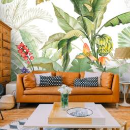 3D Banana Leaf Wallpaper Mural, Tropical Green Wall Decor, Peel & Stick - thumbnail 2