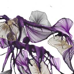 Original Abstract Art - Purple Hues, Black, White & Gold Ink, Pen & Leaf On Bristol Paper - thumbnail 2
