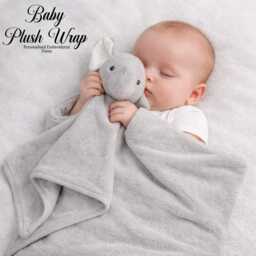 Personalised Grey Elephant Baby Comforter - Custom Name Blanket Newborn Gift Soft Plush Bear Wrap Shower - thumbnail 2