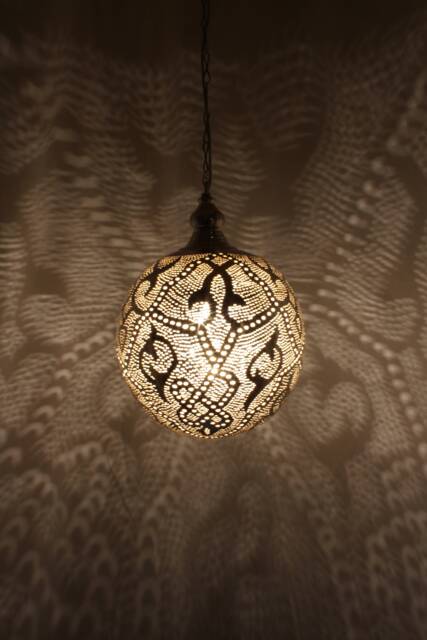 Moroccan Handmade Brass Lamp, Ball Pendant Light, Oriental Hanging Gold Lampshade, Home Decor Lighting & Ceiling Light - image 1