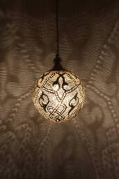 Moroccan Handmade Brass Lamp, Ball Pendant Light, Oriental Hanging Gold Lampshade, Home Decor Lighting & Ceiling Light