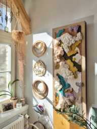 Alpine Meadow - Long Sculptural Fiber Art Tapestry Colorful Textured Wall