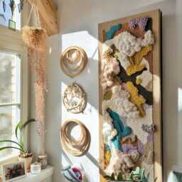 Alpine Meadow - Long Sculptural Fiber Art Tapestry Colorful Textured Wall - thumbnail 2