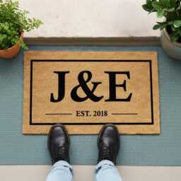 Minimalist Bordered Monogram Doormat - Z&r Entryway Sign - thumbnail 2