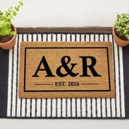 Minimalist Bordered Monogram Doormat - Z&r Entryway Sign - thumbnail 3