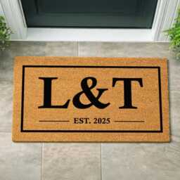 Minimalist Bordered Monogram Doormat - Z&r Entryway Sign - thumbnail 4