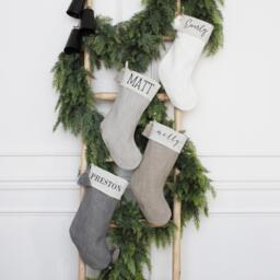 Personalized Christmas Stocking, Custom Name, Family Monogram, Holiday Mantle Decor - thumbnail 1