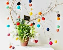 Christmas Garland Felt Ball. Party Decor. 35 Balls 2 Metres. Wedding Decorations. Colourful Kids Room Home Mixed Multi Colour - thumbnail 3