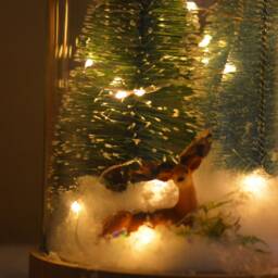 Christmas Terrarium Kit Light-Up Winter Wonderland Glass Dome Miniature Gift - thumbnail 3