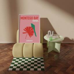 Montego Bay Jamaica Print Retro Travel Poster, Caribbean Art - thumbnail 2