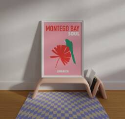 Montego Bay Jamaica Print Retro Travel Poster, Caribbean Art - thumbnail 1
