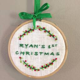 Customizable Hand Embroidered Personalized Baby's 1st Christmas Ornament - thumbnail 3