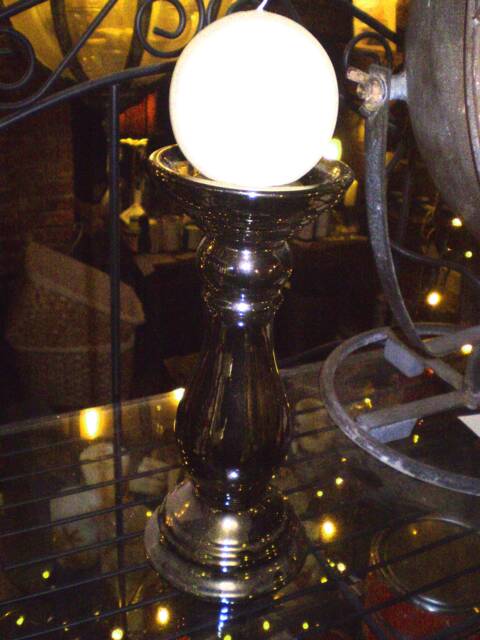 Danish Copper Colour Ceramic Candle Stand [ Metallic ] & 100% Stearin Ball - image 1