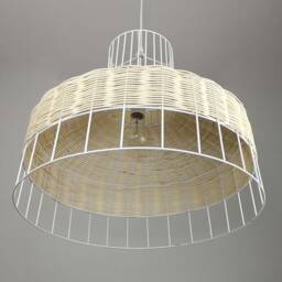Handwoven Rattan Pendant Light, Rustic Ceiling Lampshade Width 53cm By Height 48cm - thumbnail 2