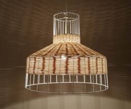 Handwoven Rattan Pendant Light, Rustic Ceiling Lampshade Width 53cm By Height 48cm