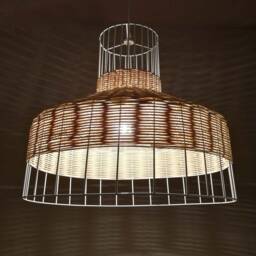 Handwoven Rattan Pendant Light, Rustic Ceiling Lampshade Width 53cm By Height 48cm - thumbnail 3