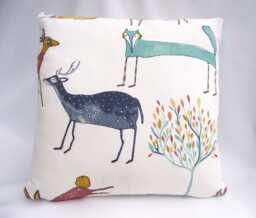 Woodland Animal Cushion Fox, Reindeer, Hedgehog, Handmade Including Polyester Pad - thumbnail 1