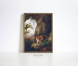 Tiger in A Cave Art Print, Jl Agasse Painting, Vintage Animal Wall Art, Wildlife Canvas, Jungle Poster, French Home Decor, Digital Printable - thumbnail 1
