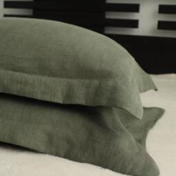 Green Softened Linen Bedding Set Duvet Cover + Pillowcases, King, Queen, Full, Double, Single, Twin, Custm Sizes - thumbnail 3