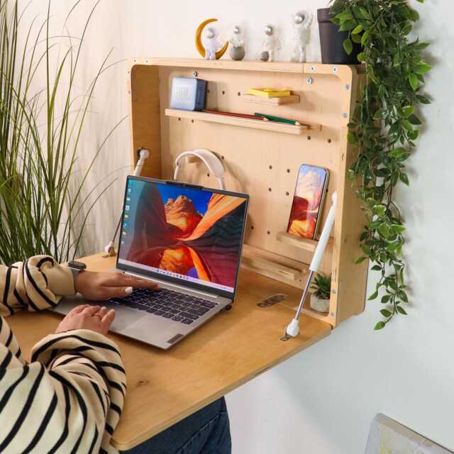 Plywood Wall Desk Fold Down Laptop Desk, Space Saving Furniture - image 1