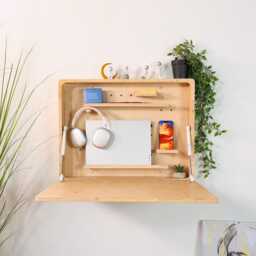 Plywood Wall Desk Fold Down Laptop Desk, Space Saving Furniture - thumbnail 2