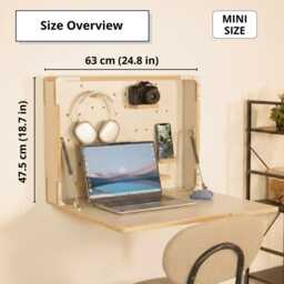 Plywood Wall Desk Fold Down Laptop Desk, Space Saving Furniture - thumbnail 3