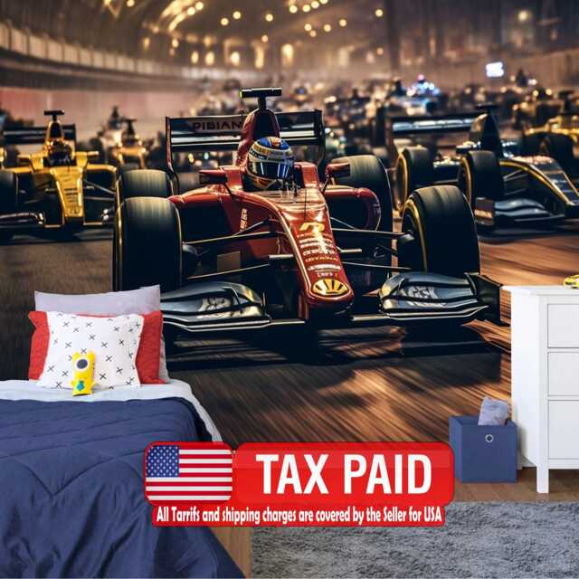 Formula 1 Racing Car Wallpaper Mural, Peel & Stick Kids Room - image 1