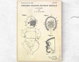 Doll 1935 Patent Print, Vintage Mechanical Toy Blueprint Poster, Creepy Dolls Bizarre Wall Art, Ready To Hang Canvas - thumbnail 1